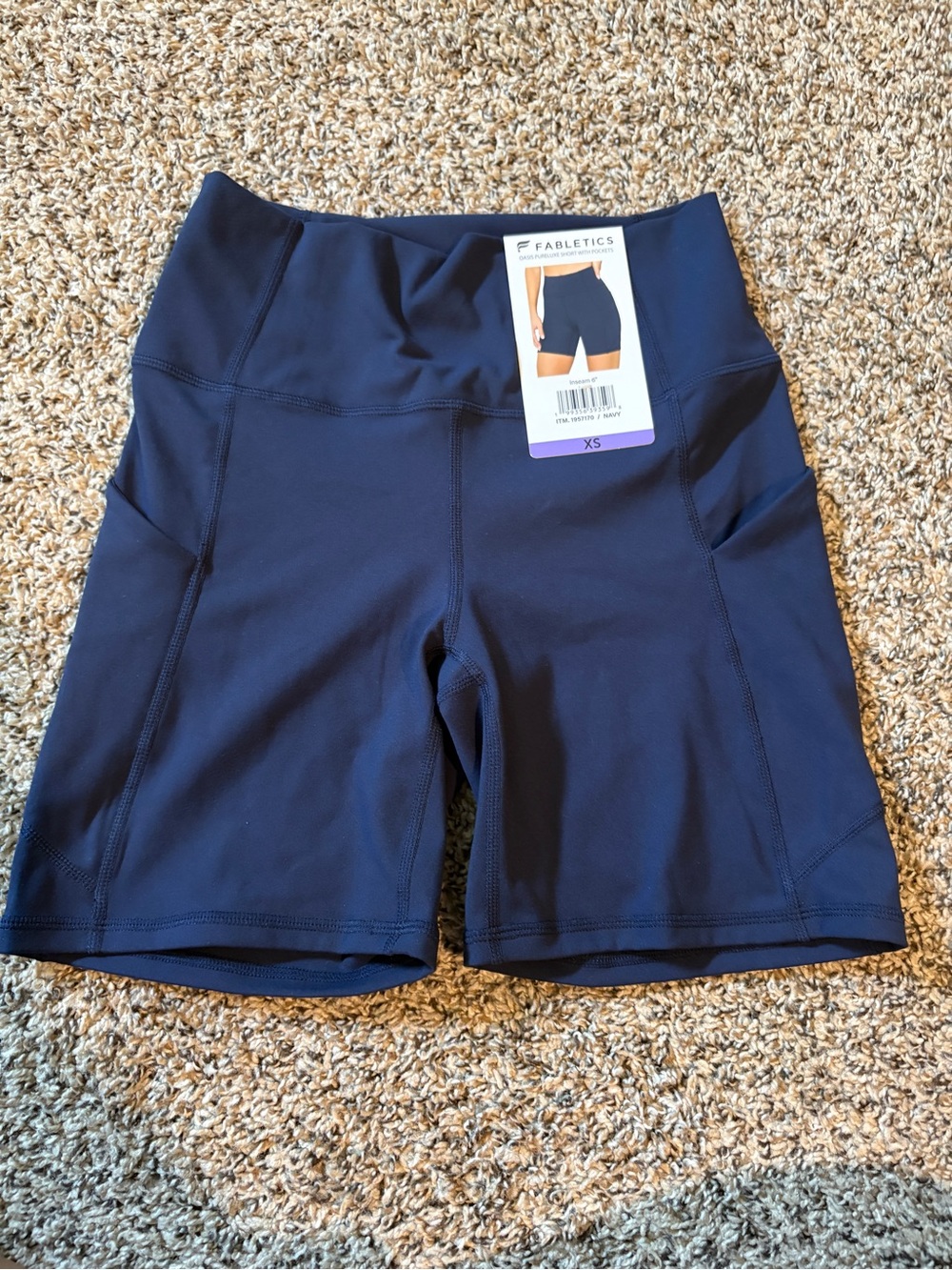 Fabletics Navy High-Rise Bike Shorts